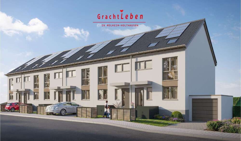 Bild Neubau Häuser Gracht Mülheim an der Ruhr: Visualisierung einer Reihenhausanlage