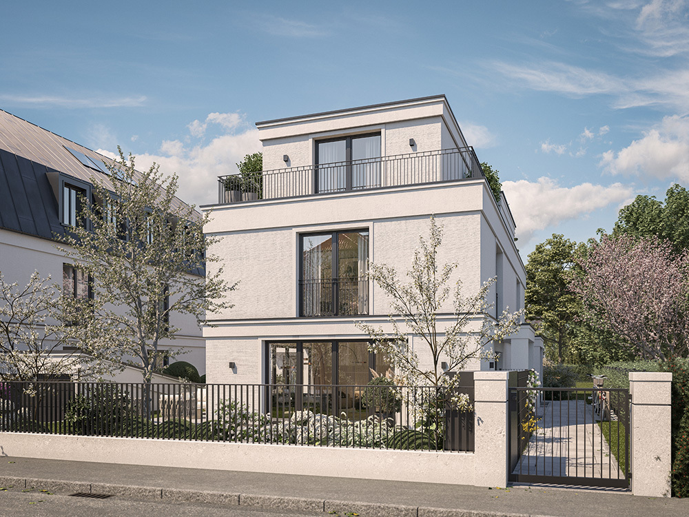 Bild Neubau Eigentumswohnungen und Häuser Marienwerderstraße München: Visualisierung eines Doppelhauses