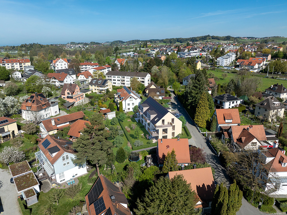 Bild Neubau Eigentumswohnungen Poststraße Lindau Bodensee: Vogelperspektive auf das Neubauprojekt