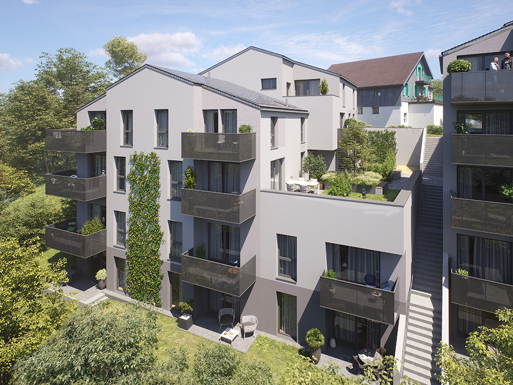Bild Neubau Eigentumswohnungen Bahnhofstraße Feldafing: Visualisierung eines Mehrfamilienhauses