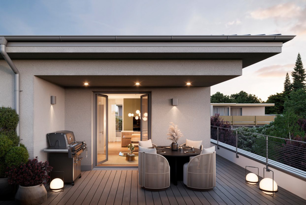 Bild Neubau Eigentumswohnungen Seeshaupter Straße München: Visualisierung einer Dachterrasse