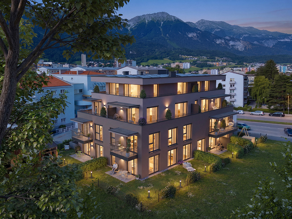 Bild Neubau Eigentumswohnungen Andechsstraße Innsbruck: Visualisierung eines Mehrfamilienhauses