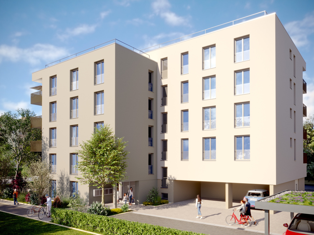 Bild Neubau Eigentumswohnungen Petersauracher Straße Nürnberg: Visualisierung eines Mehrfamilienhauses