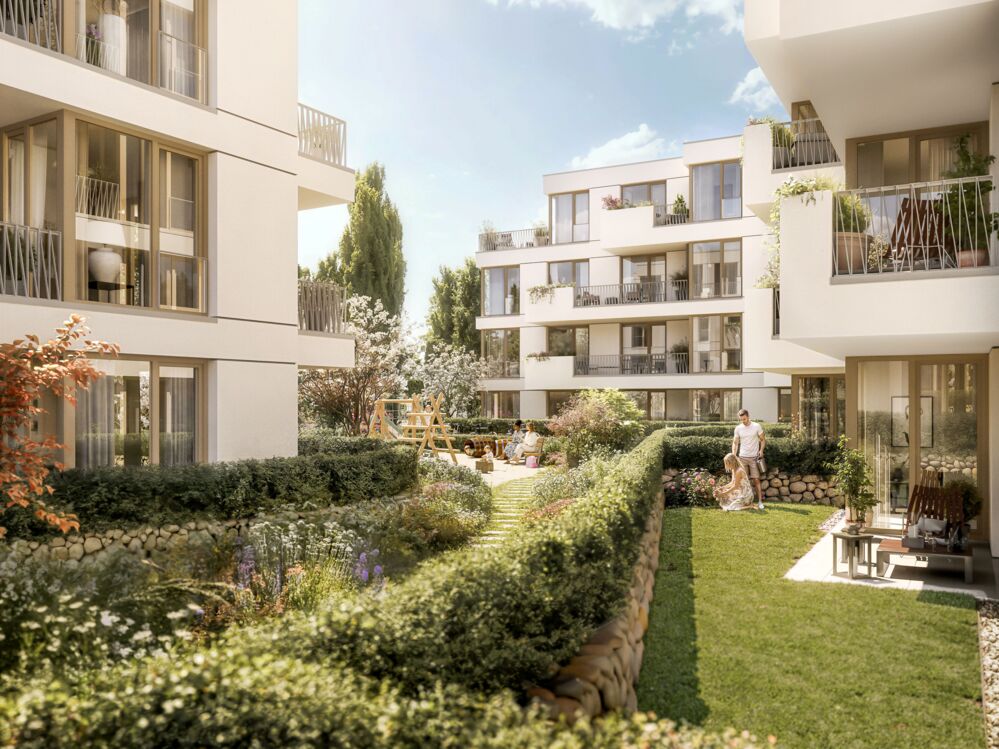 Bild Neubau Eigentumswohnungen Tunnelstraße Berlin: Visualisierung eines Innenhofs