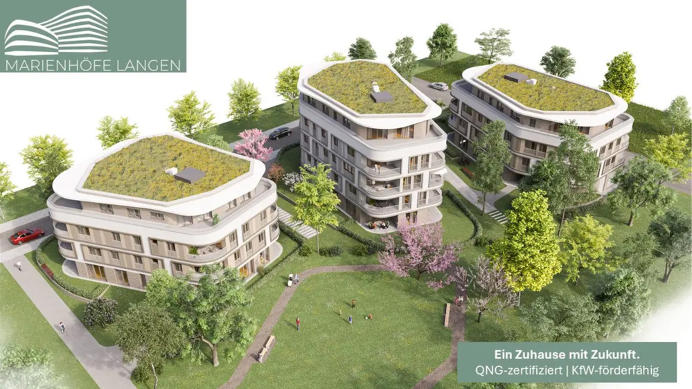 Bild Neubau Eigentumswohnungen Marie-Curie-Straße Langen, Hessen: Vogelperspektive auf das Neubauprojekt
