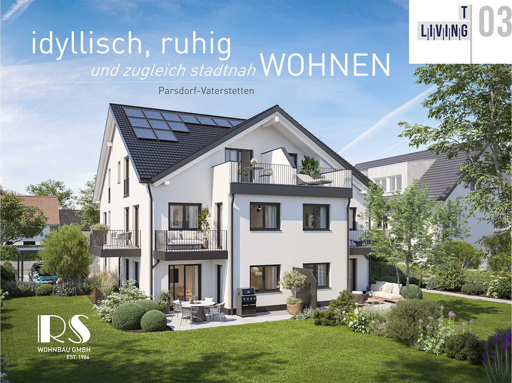 Bild Neubau Eigentumswohnungen  Tannenweg Parsdorf: Visualisierung eines Mehrfamilienhauses mit Infos zum Neubauprojekt