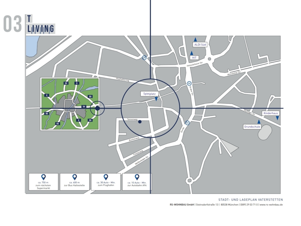 Bild Neubau Eigentumswohnungen Tannenweg Parsdorf: Lagekarte des Neubauprojekts