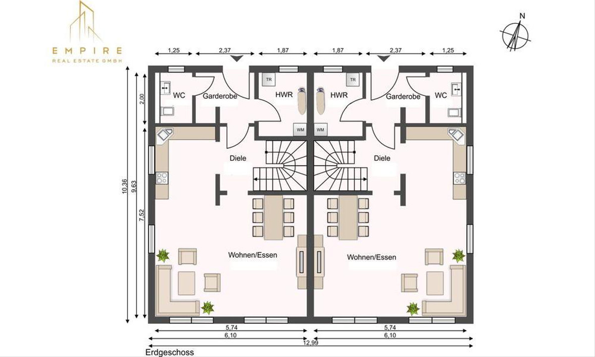 Grundriss DHH 3 und 4 - EG