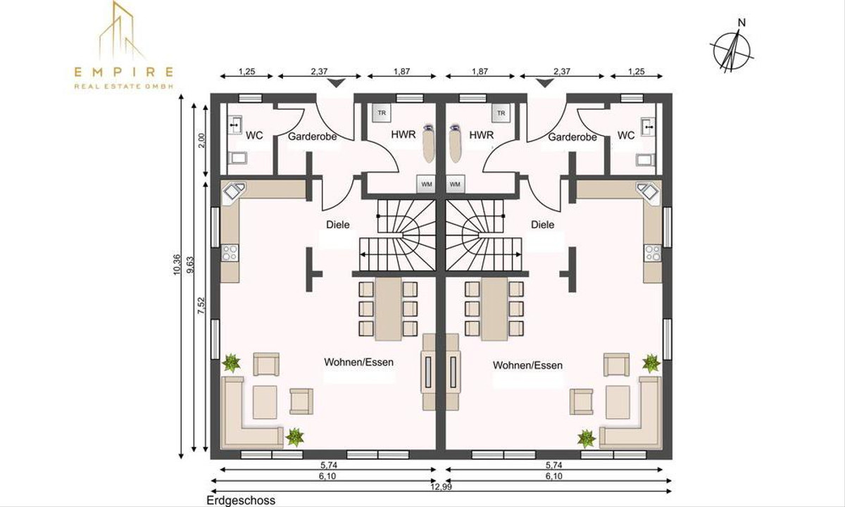 Grundriss DHH 1 und 2 - EG