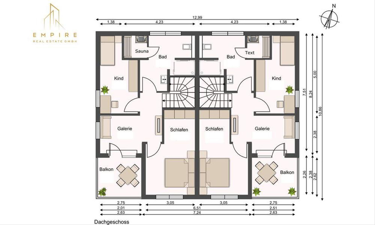 Grundriss DHH 3 und 4 - OG