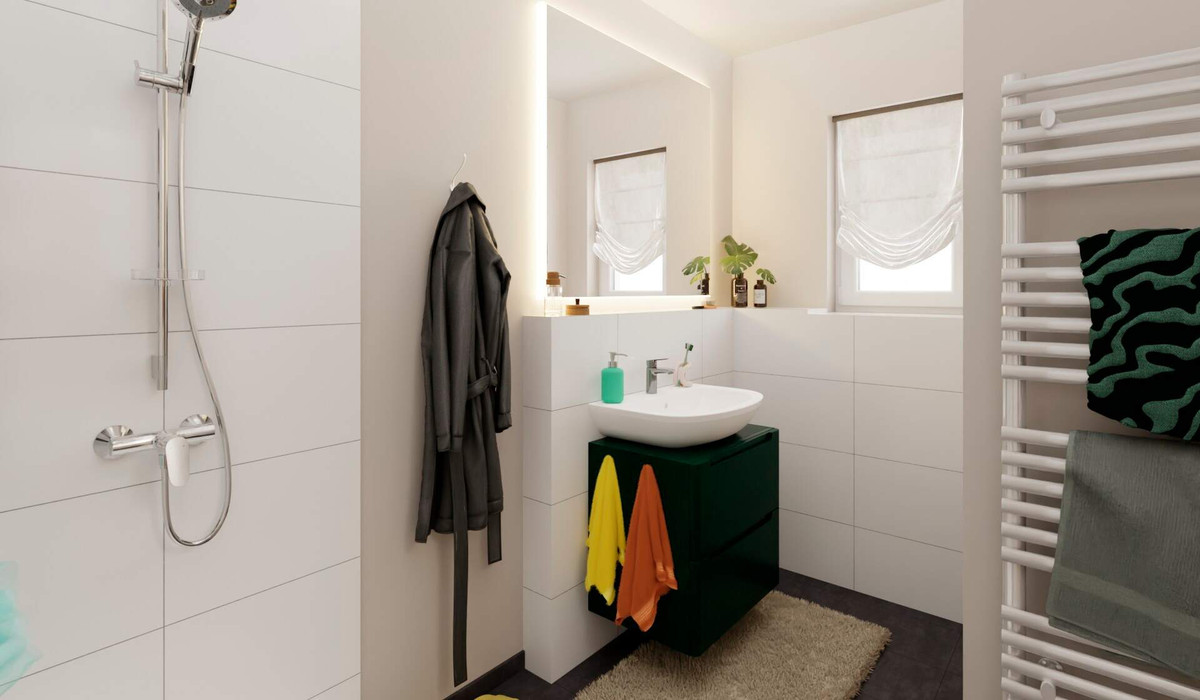 Modernes Tageslichtbad mit Dusche