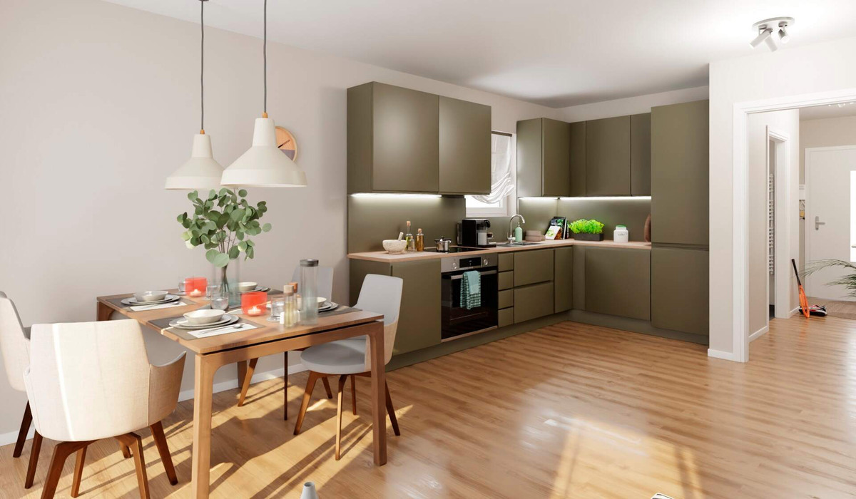 Die offene Wohnküche lädt zum gemeinsamen Kochen ein