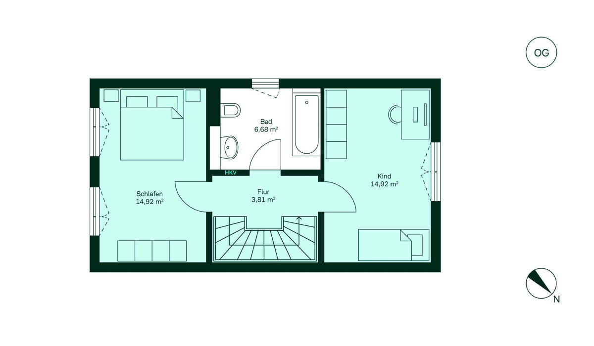 Große und komfortable Schlafzimmer im Obergeschoss