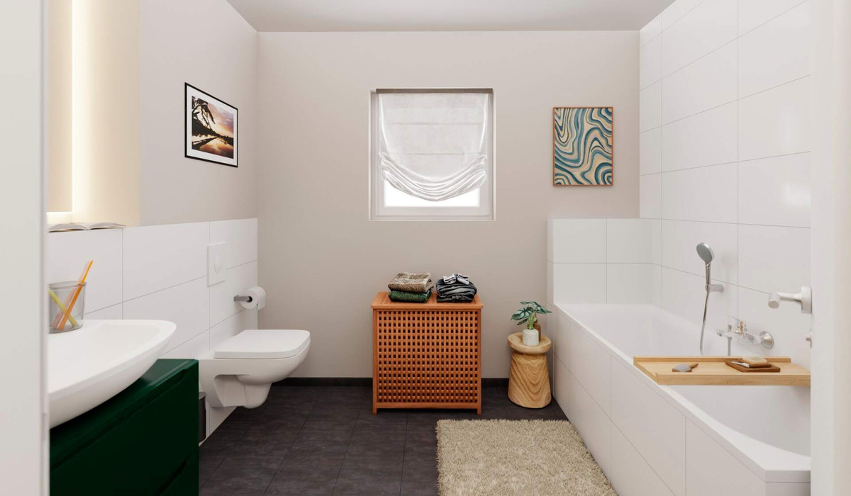 Modernes Tageslichtbad mit Badewanne