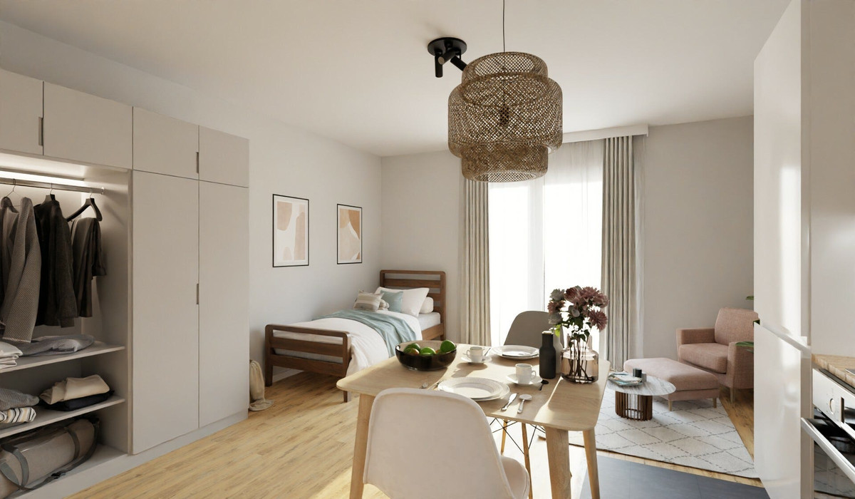 Visualisierung des Wohnzimmers in der Eigentumswohnung