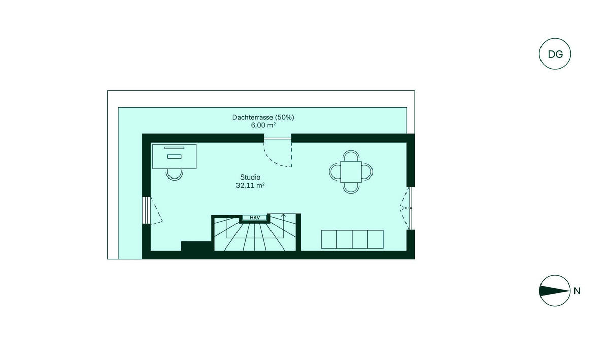 Geräumiges Dachgeschoss mit Dachterrasse