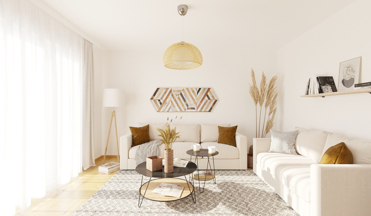 Visualisierung des Wohnzimmers im Einfamilienhaus