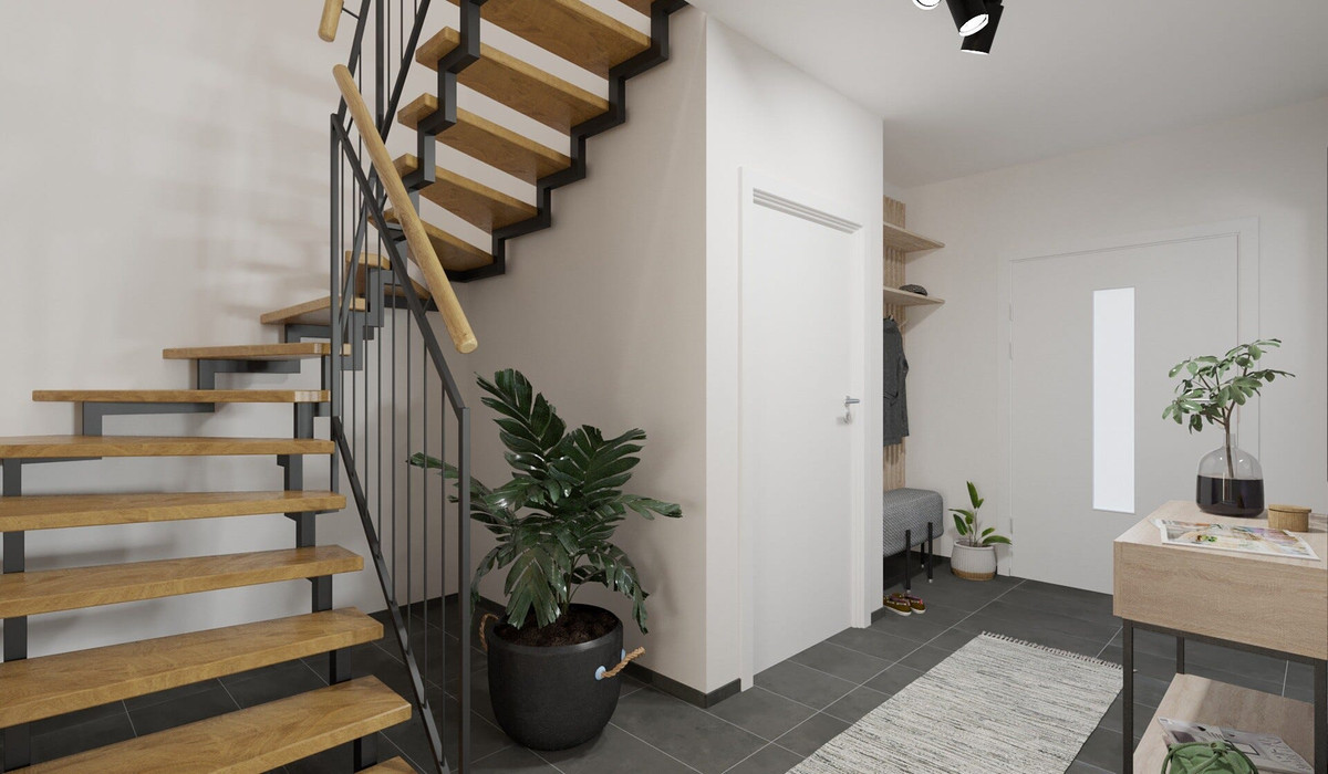 Visualisierung des Eingangsbereiches im Einfamilienhaus