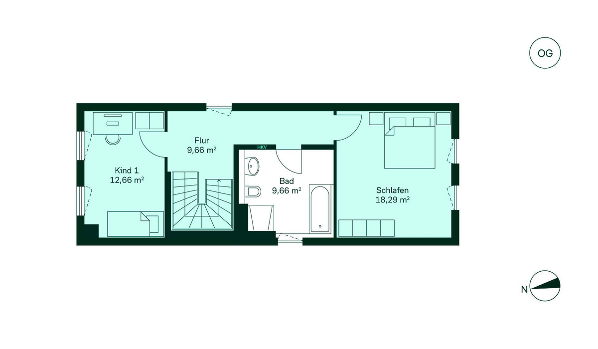 Komfortabel geschnittenes Obergeschoss