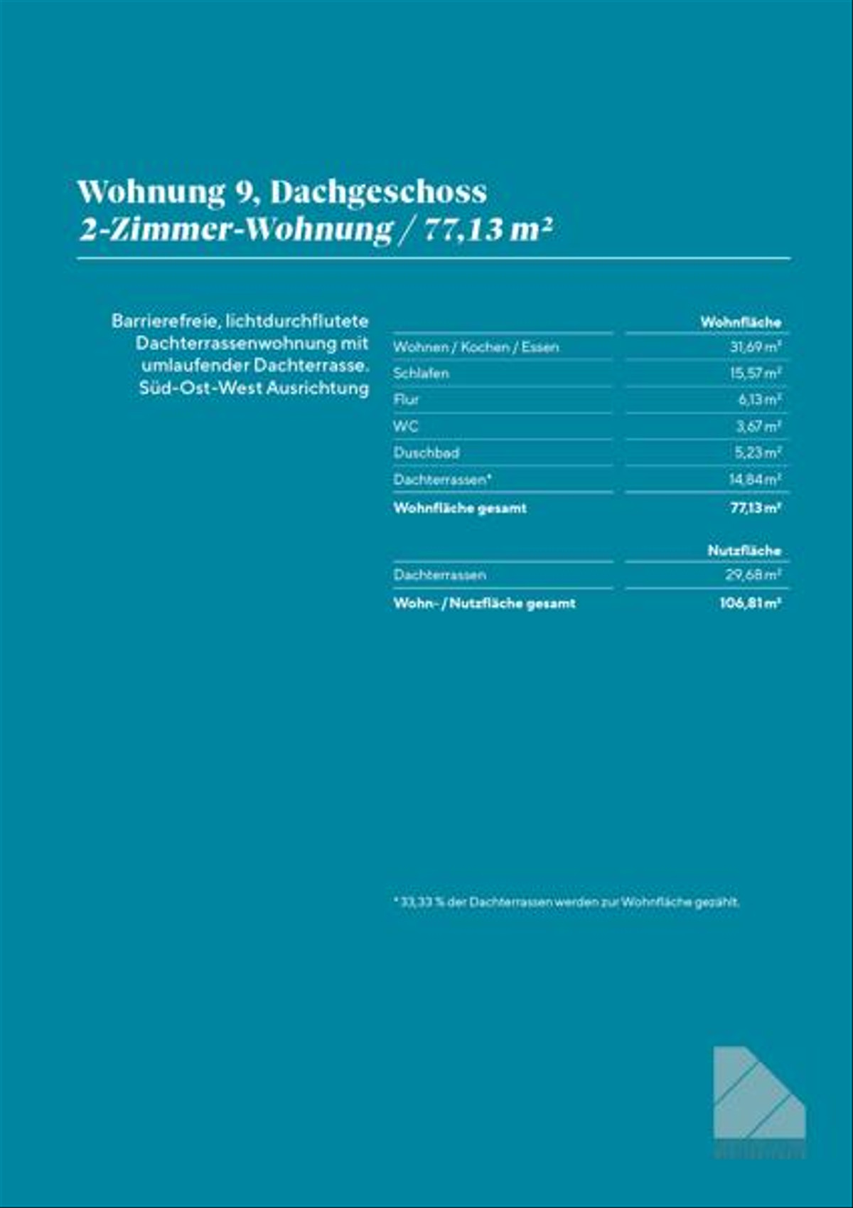 Wohnung 9 DG Wfl. und Nutzfläche NEU