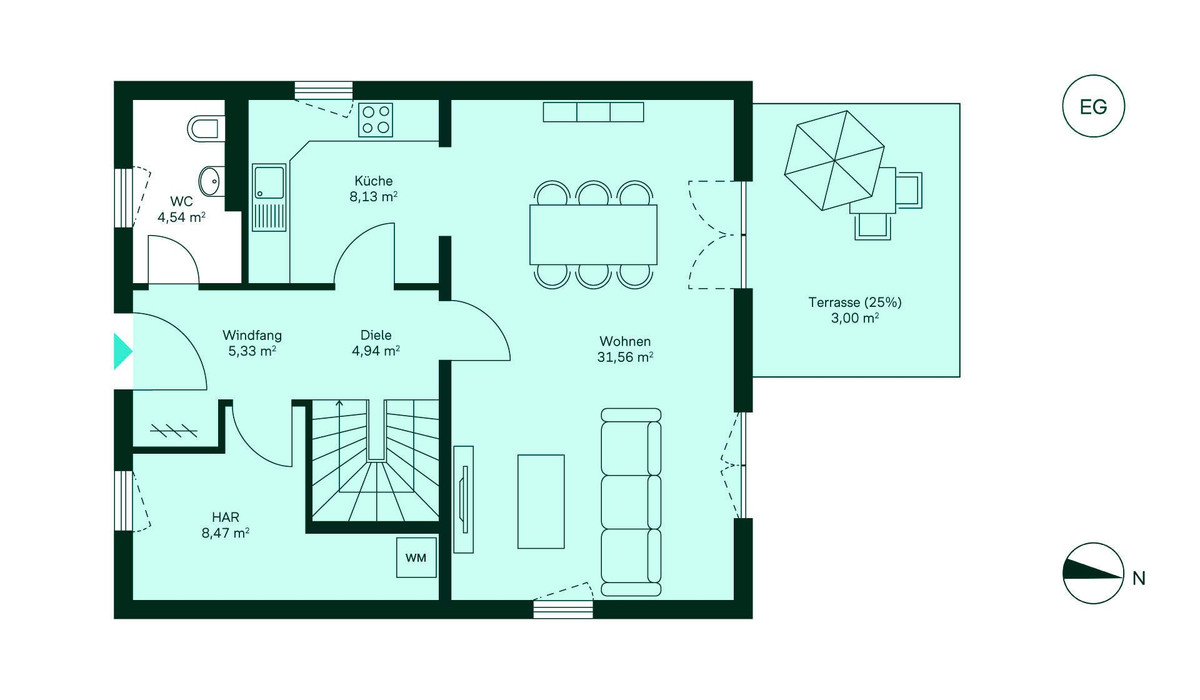 Grundriss Erdgeschoss Einfamilienhaus 269 Wohnen im Ritterschlag