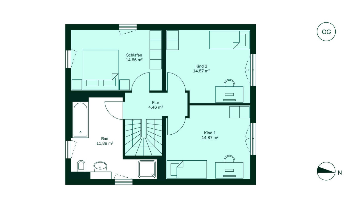 Grundriss Obergeschoss Einfamilienhaus 269 Wohnen im Ritterschlag
