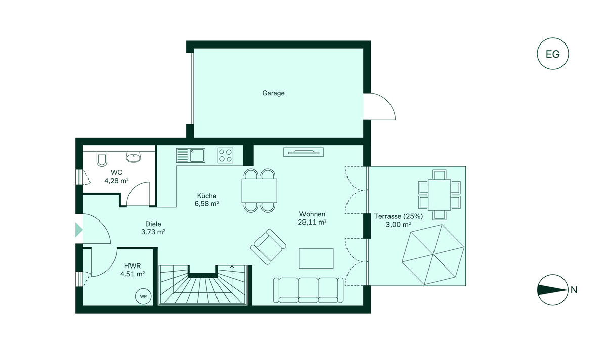 Grundriss Erdgeschoss Doppelhaus 005 Eigener Feldblick