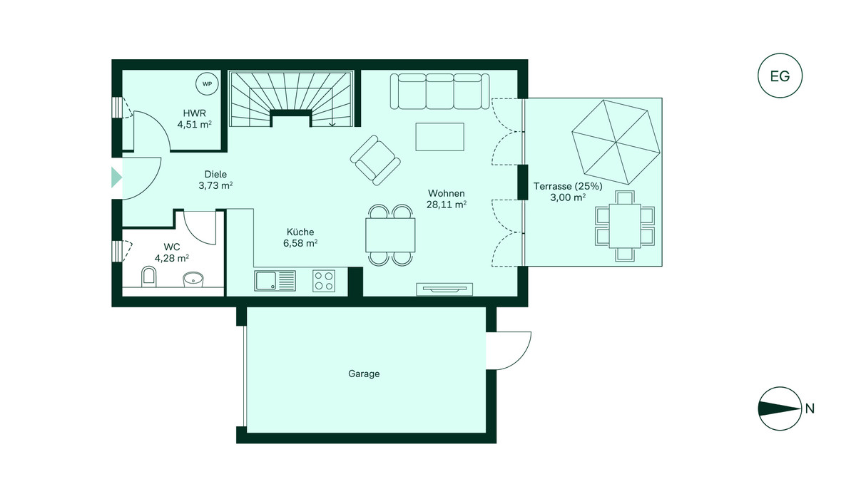 Grundriss Erdgeschoss Doppelhaus 004 Eigener Feldblick
