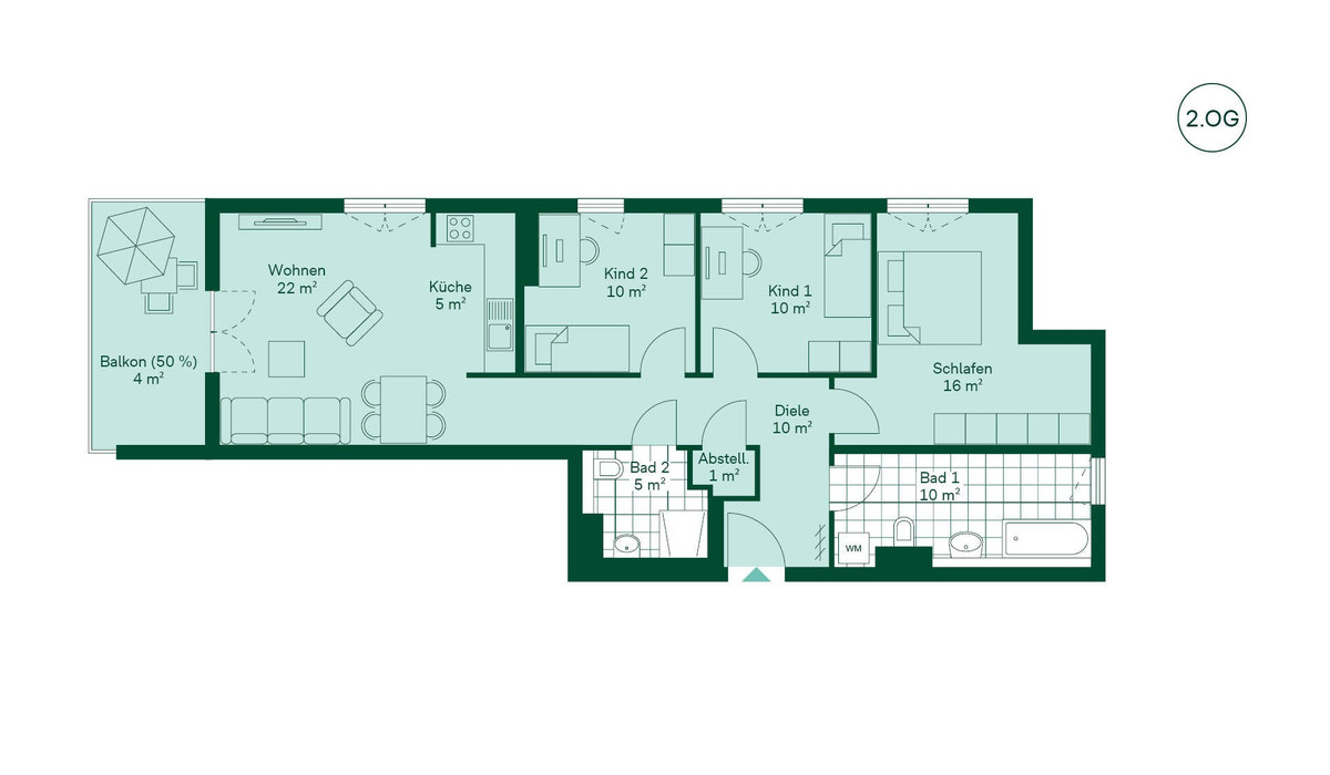 Komfortabler Grundriss