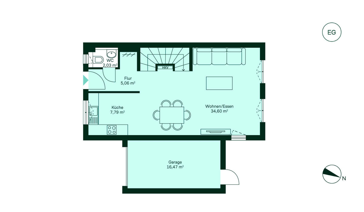 Geräumiges Erdgeschoss mit offener Küche
