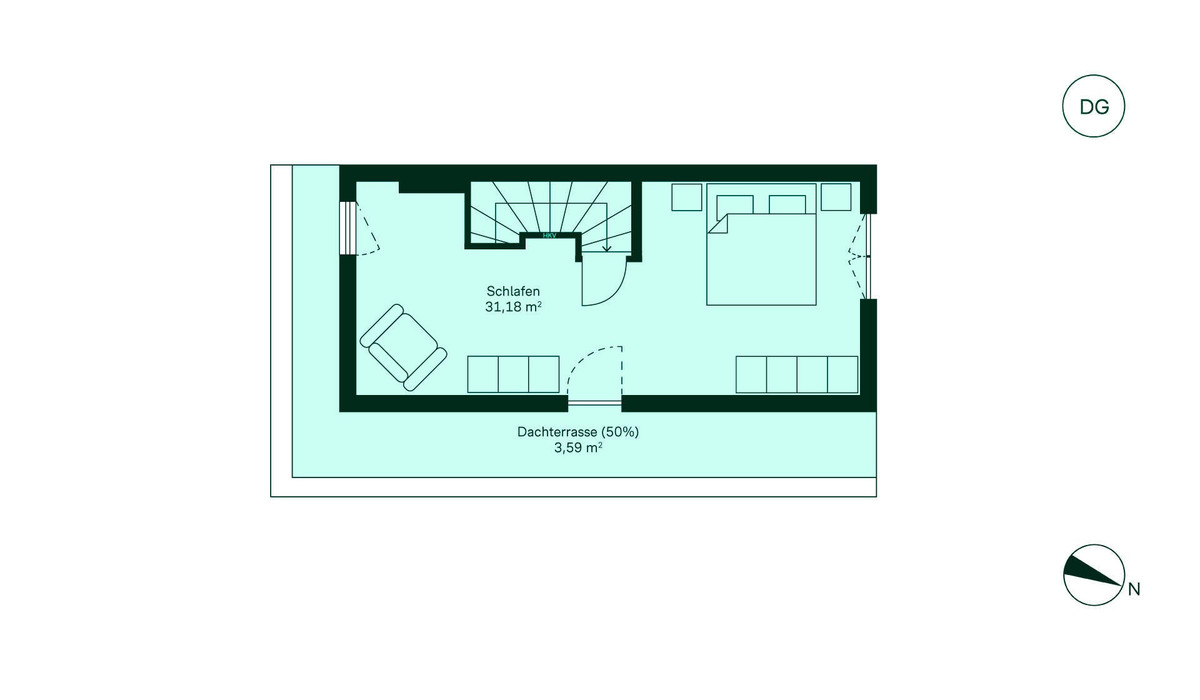 Geräumiges Dachgeschoss mit Dachterrasse