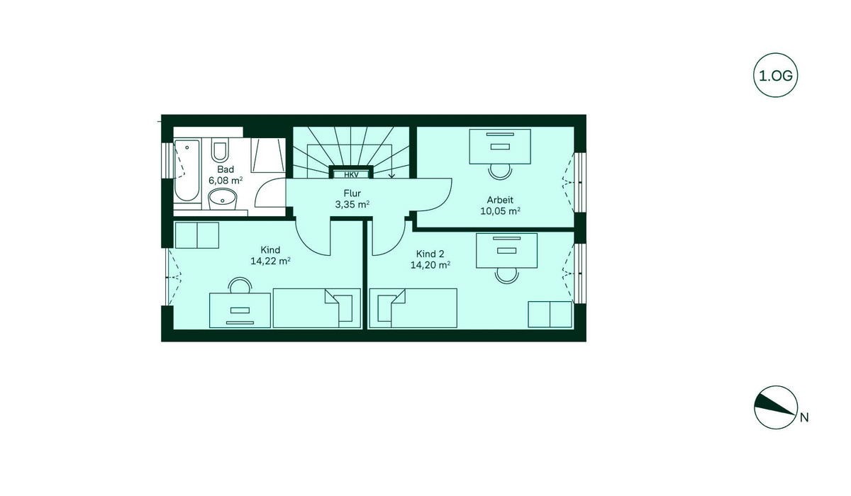 Geräumiges Obergeschoss mit großem Schlafzimmer