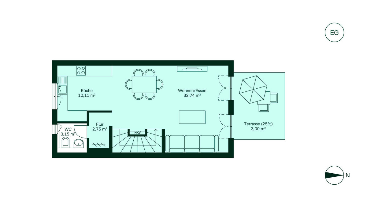 Geräumiges Erdgeschoss mit offener Küche
