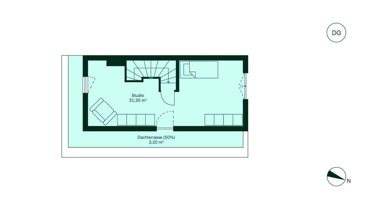 Geräumiges Dachgeschoss mit Dachterrasse