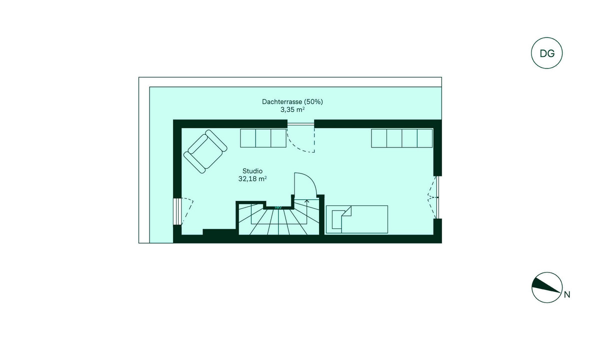 Geräumiges Dachgeschoss mit Dachterrasse