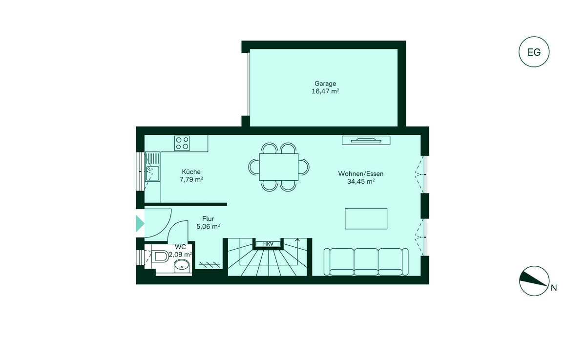 geräumiges Erdgeschoss mit offener Küche