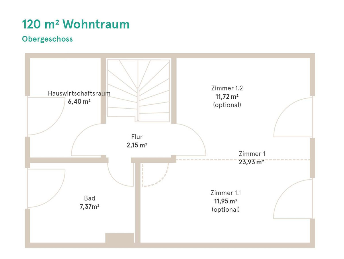 Grundriss Obergeschoss 120 m- Wohntraum