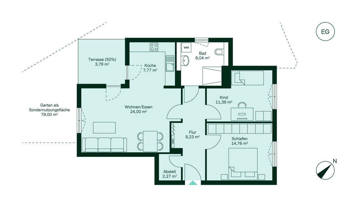 Grundriss der Eigentumswohnung WE009