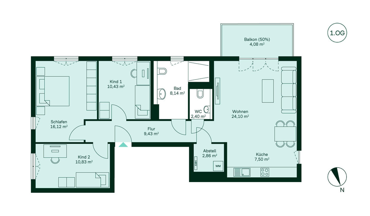 Grundriss der Eigentumswohnung WE004
