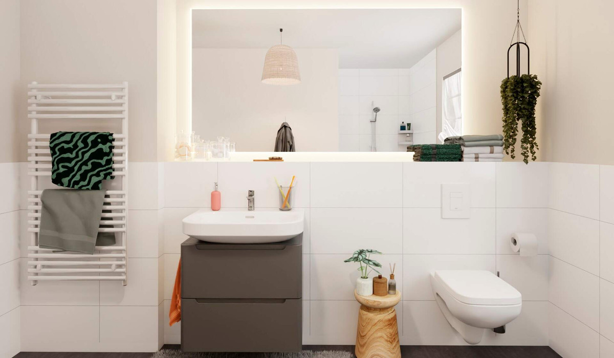 Tageslichtbad mit bodengleicher Dusche