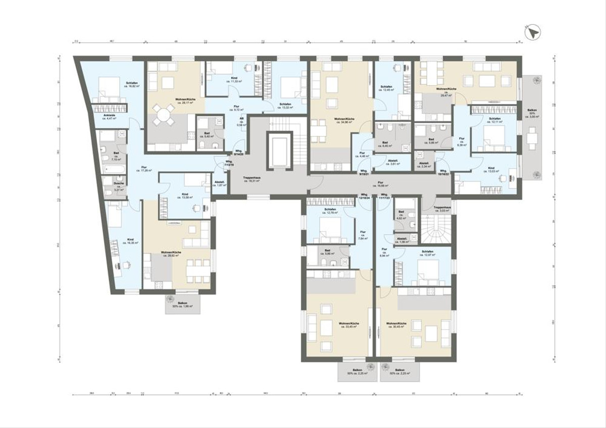 Geschossplan 1. bis 3. Obergeschoss