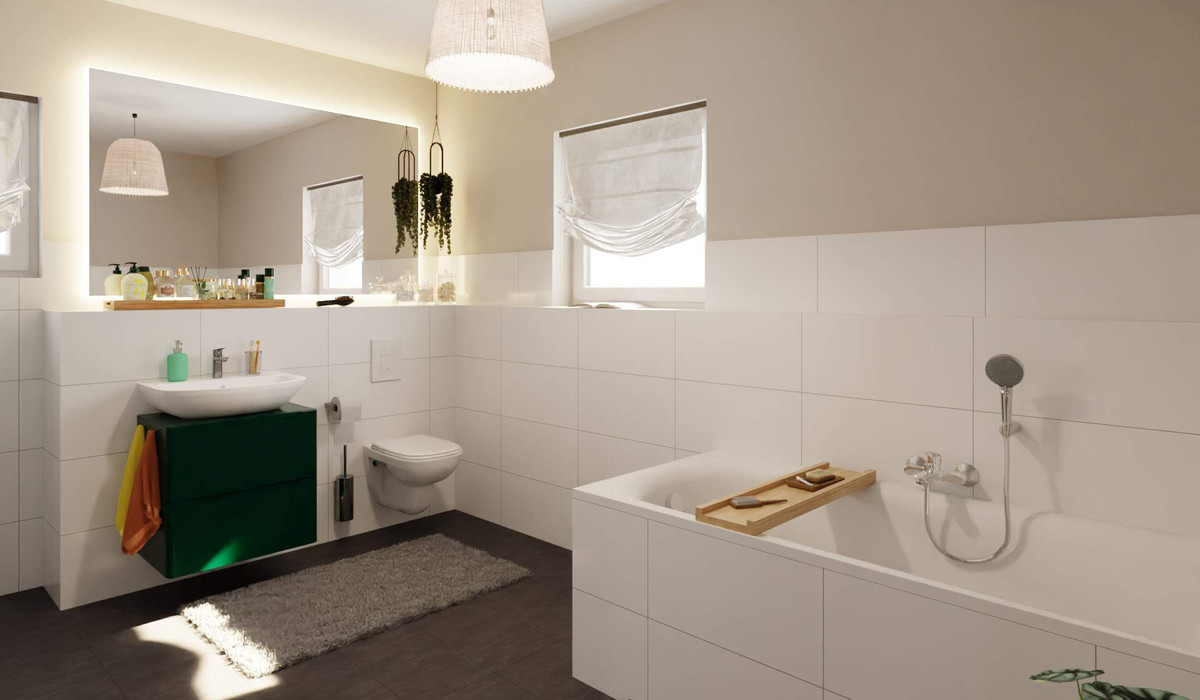 Ein zweites Bad, inklusive Badewanne