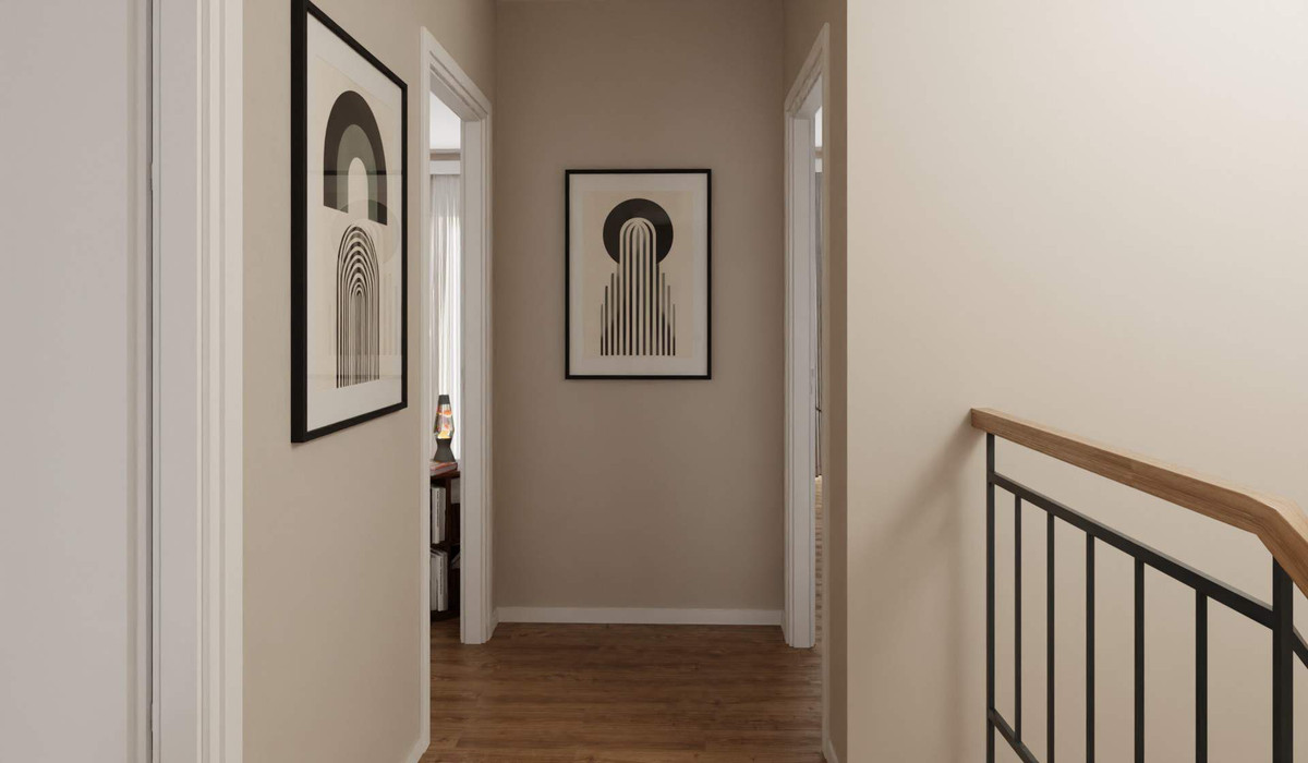 Ein eleganter Flur verbindet die Zimmer