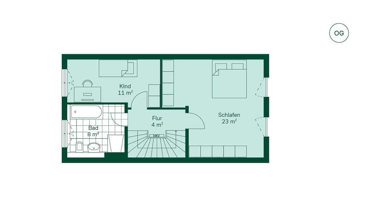 Komfortabel geschnittenes Obergeschoss