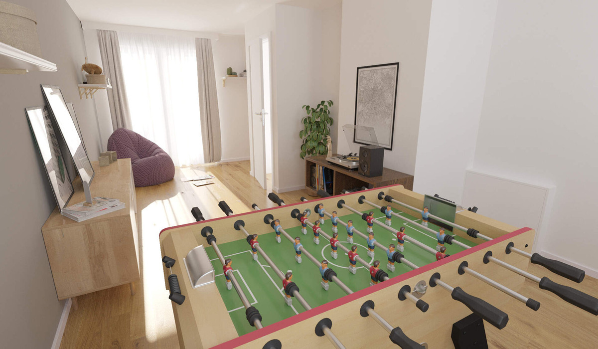 Modernes Studio mit angrenzender Dachterrasse