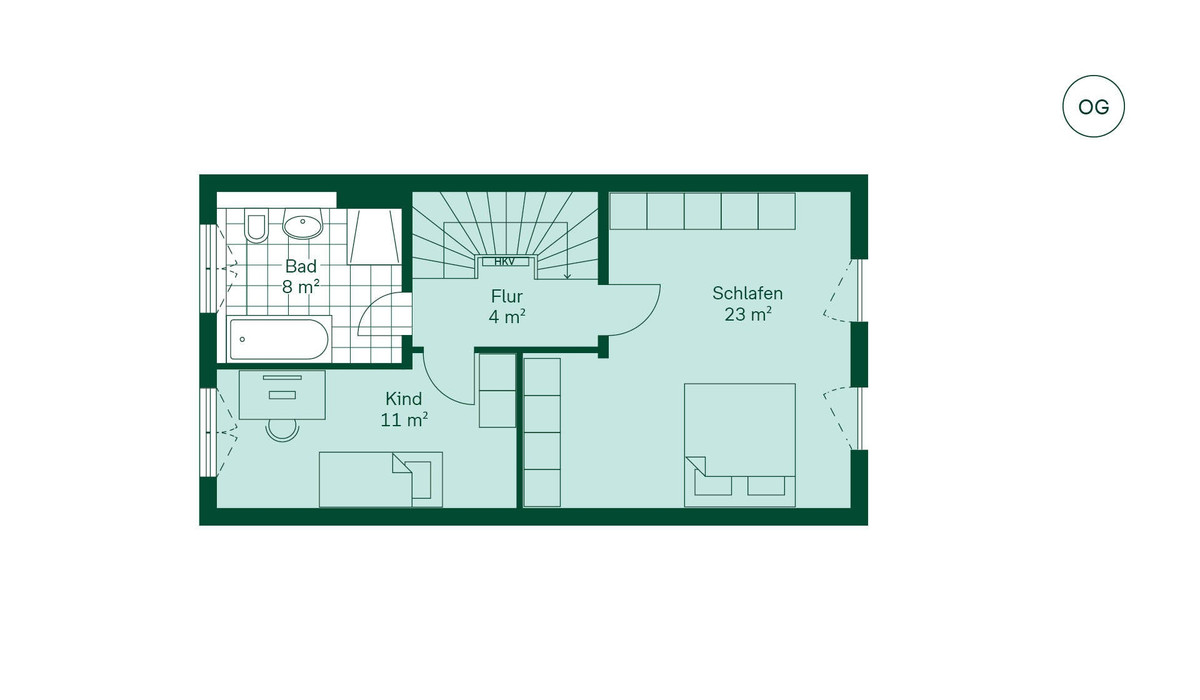 Komfortabel geschnittenes Obergeschoss