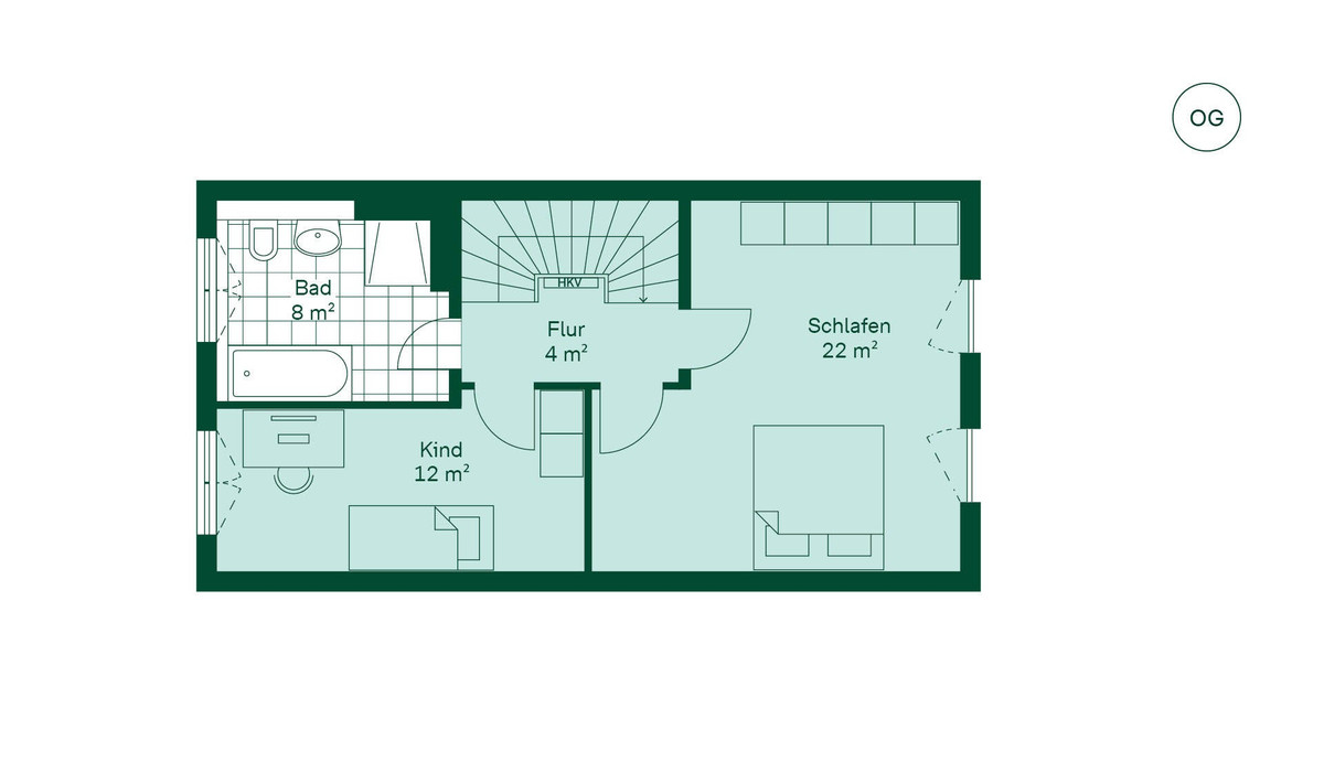 Komfortabler Grundriss im Obergeschoss