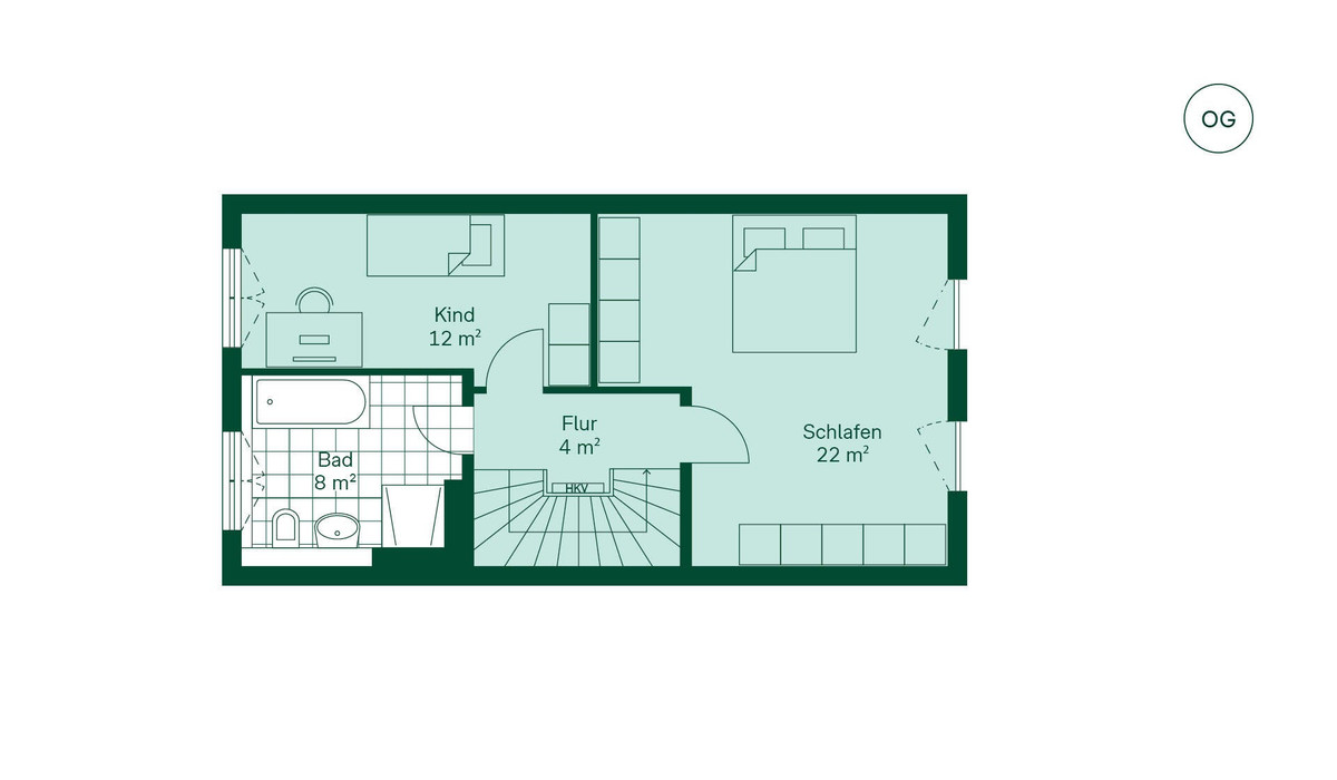 Komfortabler Grundriss im Obergeschoss