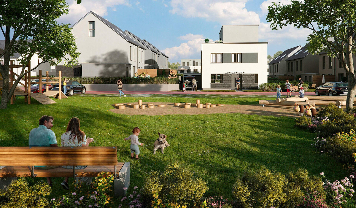 Visualisierung der Häuser vom Neubauprojekt Kirschgärten in Recklinghausen