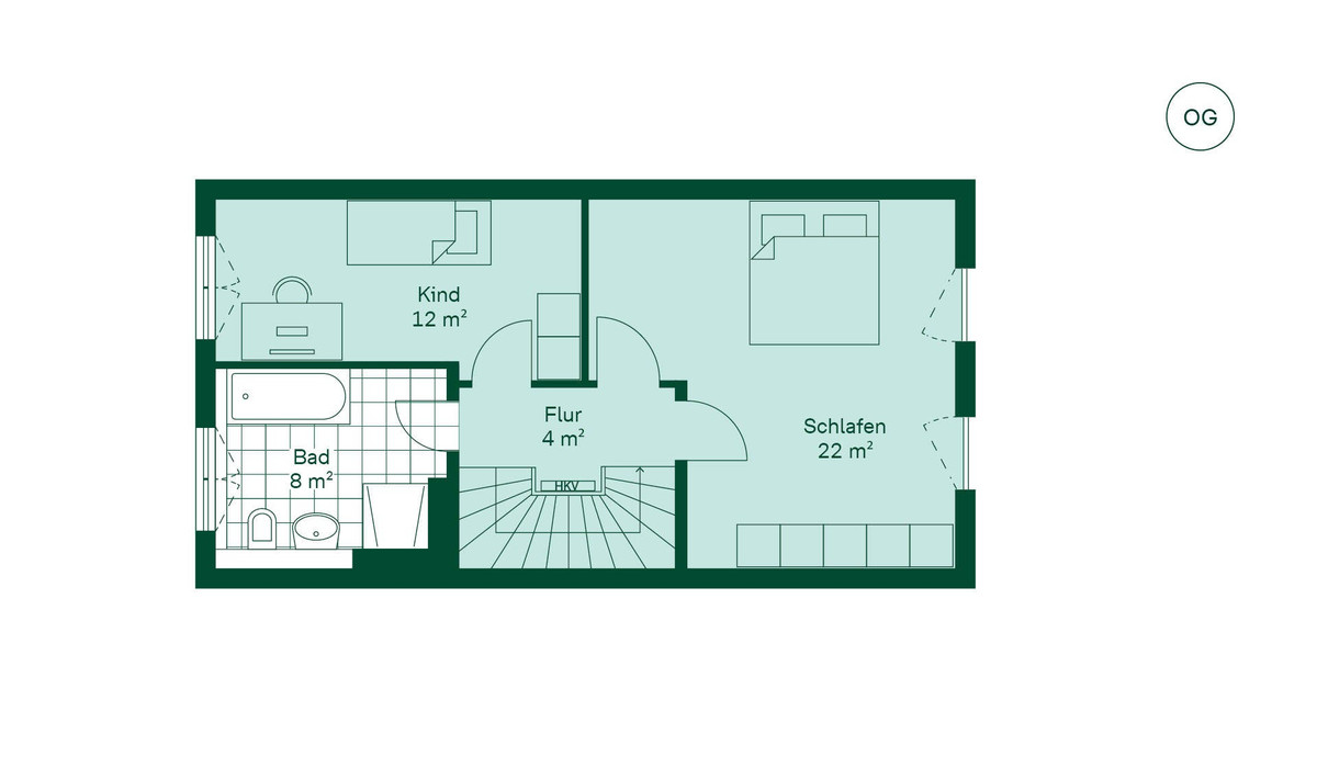 Grundriss des Erdgeschosses des Reihenhaus im Neubauprojekt Kirschgaerten
